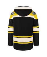 Men's '47 Brand Black Boston Bruins Big and Tall Superior Lacer Pullover Hoodie