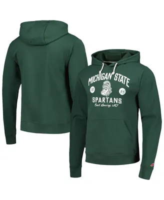 Men's League Collegiate Wear Green Distressed Michigan State Spartans Bendy Arch Essential Pullover Hoodie