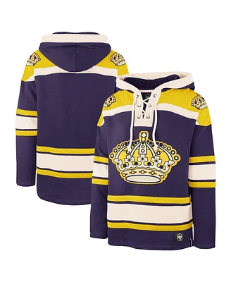 Men's '47 Brand Purple Los Angeles Kings Superior Lacer Pullover Hoodie