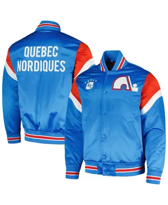 Men's Mitchell & Ness Blue Quebec Nordiques Midweight Satin Full-Snap Jacket