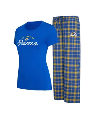 Women's Concepts Sport Royal, Gold Los Angeles Rams Arctic T-shirt and Flannel Pants Sleep Set