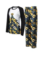 Women's Concepts Sport Black Iowa Hawkeyes Tinsel Ugly Sweater Long Sleeve T-shirt and Pants Sleep Set