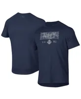 Men's Under Armour Navy Midshipmen Silent Service Stacked Slim Fit Tech T-shirt