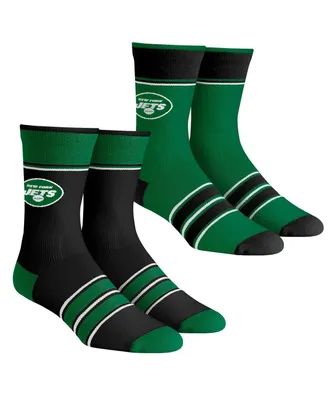 Men's and Women's Rock 'Em Socks New York Jets Multi-Stripe 2-Pack Team Crew Sock Set