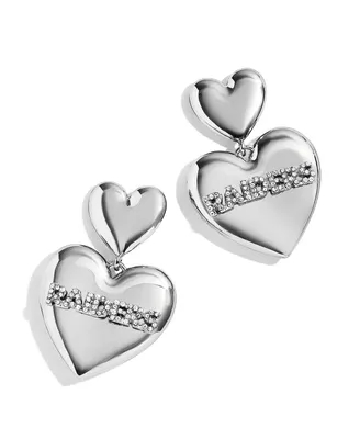 Women's Wear by Erin Andrews x Baublebar Silver-Tone Las Vegas Raiders Heart Statement Drop Earrings - Silver
