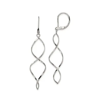 Chisel Stainless Steel Polished Twist Dangle Lever back Earrings