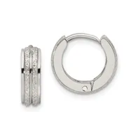 Chisel Stainless Steel Polished Laser cut Hinged Hoop Earrings