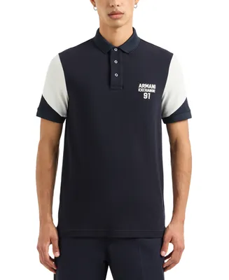 A|X Armani Exchange Men's Colorblocked Short Sleeve Polo Shirt