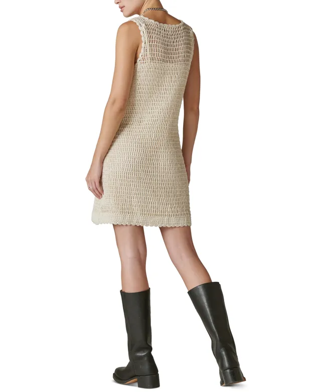 Lucky Brand Women's Crochet Baja Lace-Up Tunic Dress