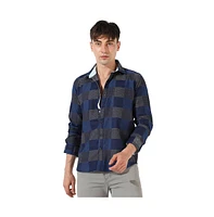 Campus Sutra Men's Denim Blue Buffalo Checked Shirt