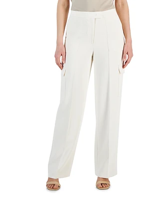 Anne Klein Women's High Rise Wide-Leg Cargo Pants