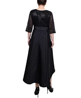 Ny Collection Petite Sequin and Jacquard Hi-Low Holiday Dress
