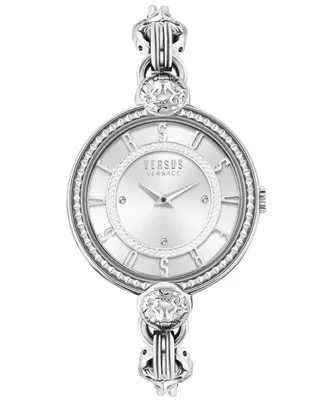 Versus Versace Women's Les Docks Two Hand Silver-Tone Stainless Steel Watch 36mm