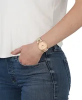 Versus Versace Women's Mouffetard Two Hand Beige Leather Watch 38mm