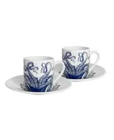 Caskata Lucy Octopus Espresso Cup and Saucer 4 oz, Set of 2