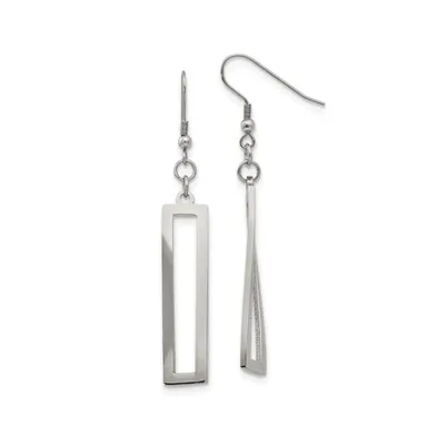 Chisel Stainless Steel Polished Twisted Rectangle Dangle Earrings
