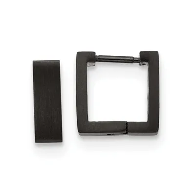Chisel Stainless Steel Brushed Black plated Square Hoop Earrings