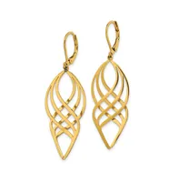 Chisel Stainless Steel Polished Yellow plated Twisted Dangle Earrings