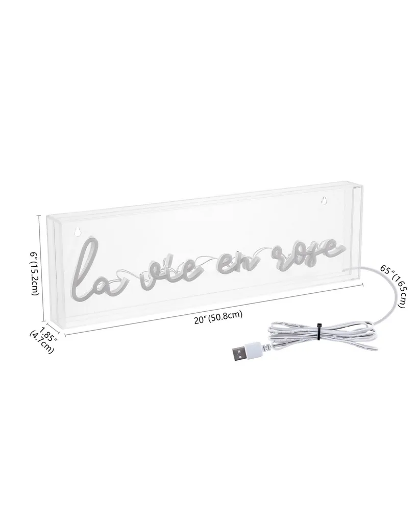 La Vie En Rose Contemporary Glam Acrylic Box Usb Operated Led Neon Light