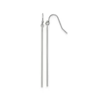 Chisel Stainless Steel Polished Bar Dangle Shepherd Hook Earrings