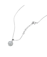 5A Cubic Zirconia Round Pendant Necklace and Earrings Set