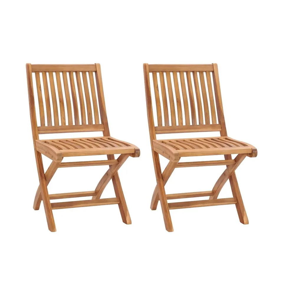 Folding Patio Chairs 2 pcs Solid Teak Wood