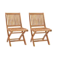 Folding Patio Chairs 2 pcs Solid Teak Wood