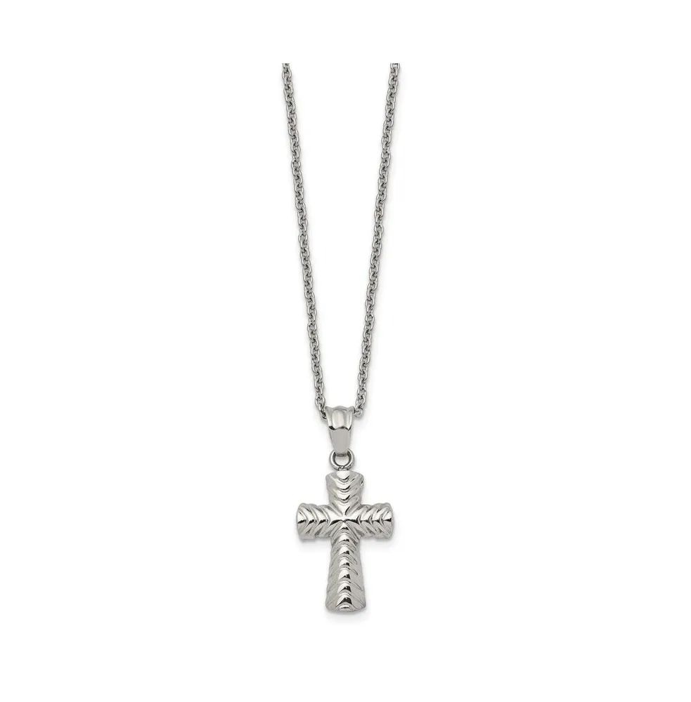 Chisel Polished Cross Pendant on a Cable Chain Necklace
