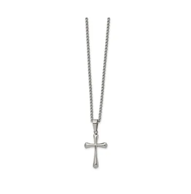 Chisel Stainless Steel Polished Cross Pendant on a Rolo Chain Necklace