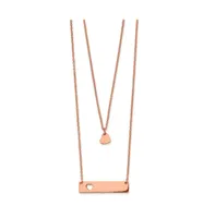 Chisel Rose Ip-plated Heart and Bar Multi Strand Cable Chain Necklace