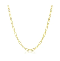 Sterling Silver or Gold Plated Over polished Rope Design Paperclip Necklace