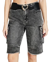 Steve Madden Women's Heart Buckle Stretch Faux-Leather Belt