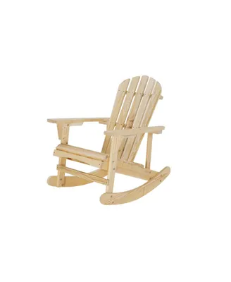 Simplie Fun Adirondack Rocking Chair Solid Wood Chairs Finish Outdoor Furniture For Patio, Backyard, Garden