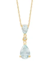 Aquamarine Pear (1-1/2 ct. t.w.) & Diamond Accent Pendant Necklace in 14k Yellow Gold, 18"
