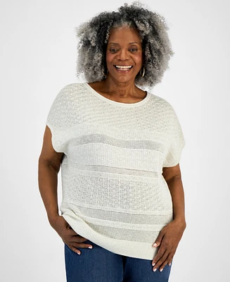 Style & Co Plus Dolman-Sleeve Metallic Sweater, Created for Macy's