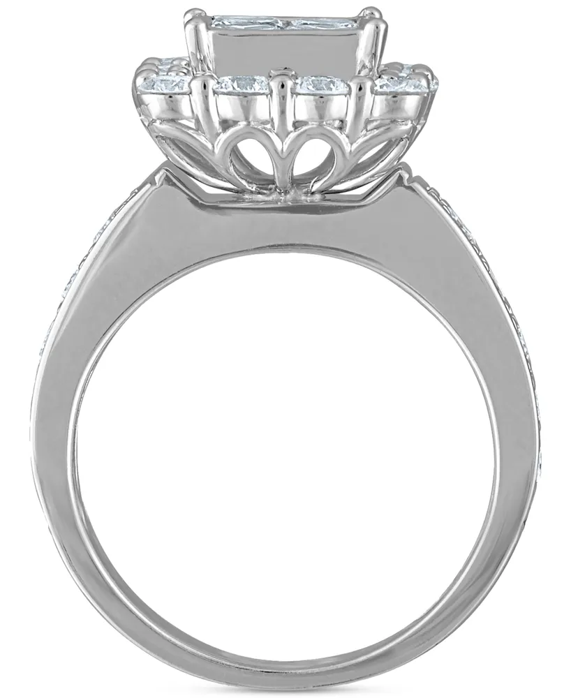 Diamond Princess Quad Cluster Halo Engagement Ring (2-1/2 ct. t.w.) in 14k White Gold