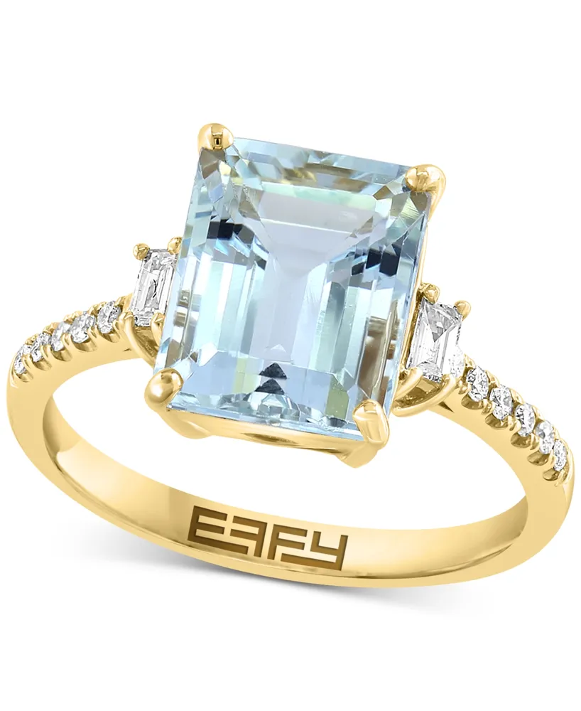 Effy Aquamarine (3-1/2 ct. t.w.) & Diamond (1/6 ct. t.w.) Ring in 14k Gold