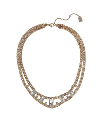 Laundry by Shelli Segal Gold Tone Chain Collar Necklace with Baguette Stones