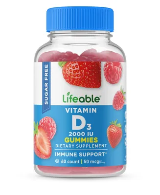 Lifeable Sugar Free Vitamin D 2,000 Iu Gummies - Bone Health And Immunity - Great Tasting Natural Flavor, Dietary Supplement Vitamins - 60 Gummies