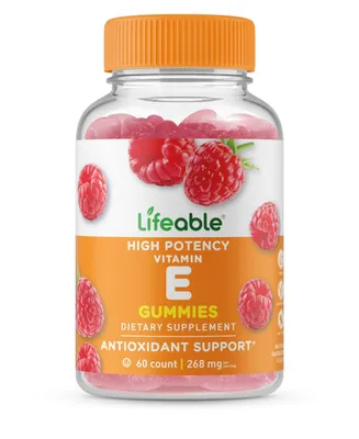 Lifeable Vitamin E 268 mg Gummies - Eye Health, Cardiovascular Support - Great Tasting Natural Flavor, Dietary Supplement Vitamins - 60 Gummies