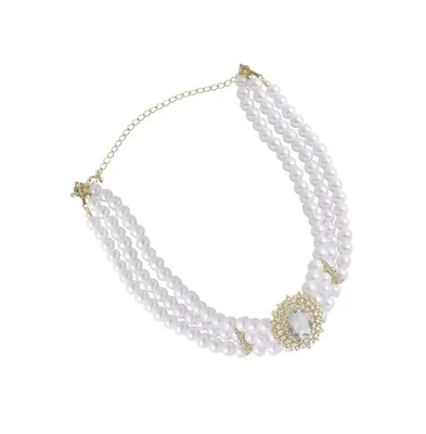 Sohi Women's White Pearl Cluster Necklace