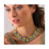 Sohi Women's Yellow Stone Cluster Necklace