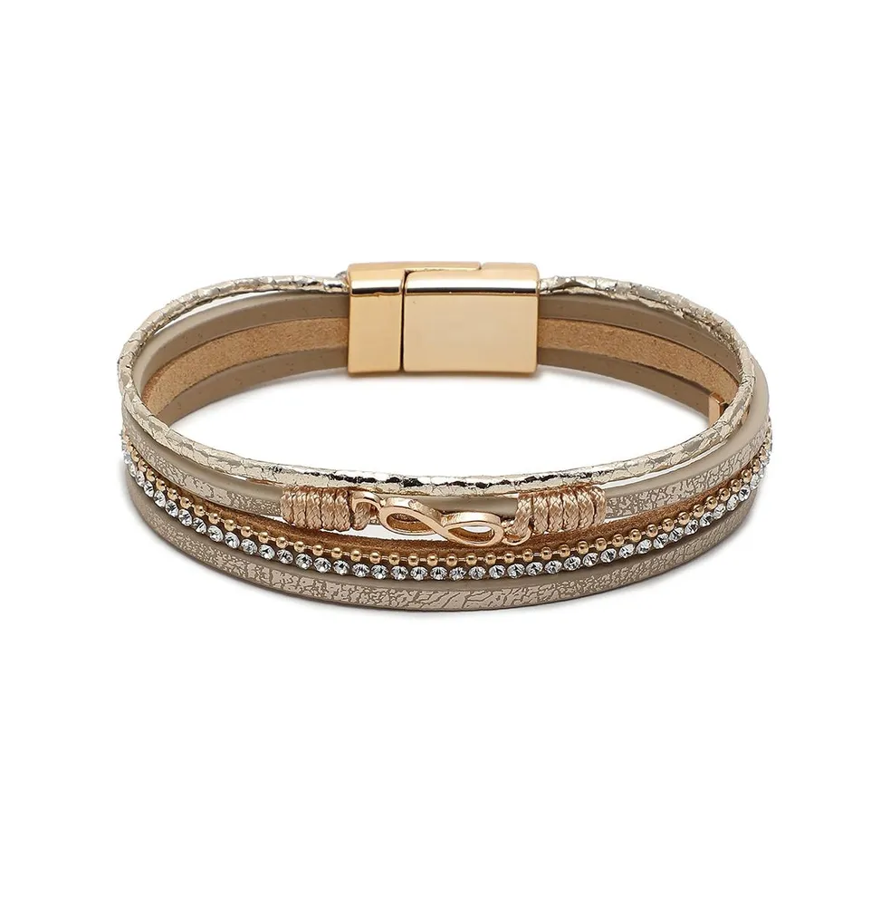 Sohi Women's Gold Infinity Leather Bracelet