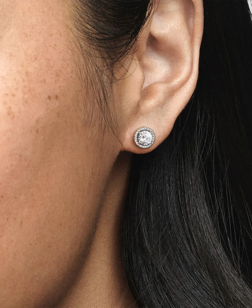 Pandora Round Sparkle Stud Earrings