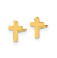 Chisel Stainless Steel Polished Yellow Ip-plated Cross Earrings