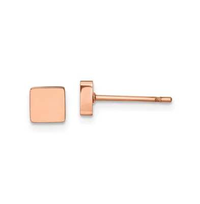 Chisel Stainless Steel Polished Rose Ip-plated Square Earrings