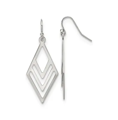 Chisel Stainless Steel Polished Diamond-shaped Dangle Earrings