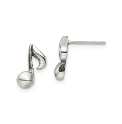 Chisel Stainless Steel Polished Music Note Earrings