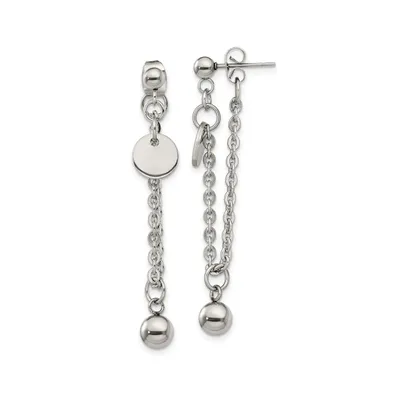 Chisel Stainless Steel Polished Chain Front and Back Dangle Earrings