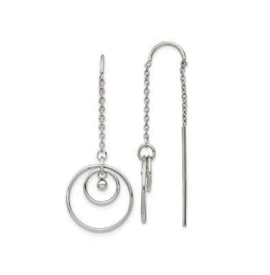 Chisel Stainless Steel Polished Circle Dangle Threader Earrings